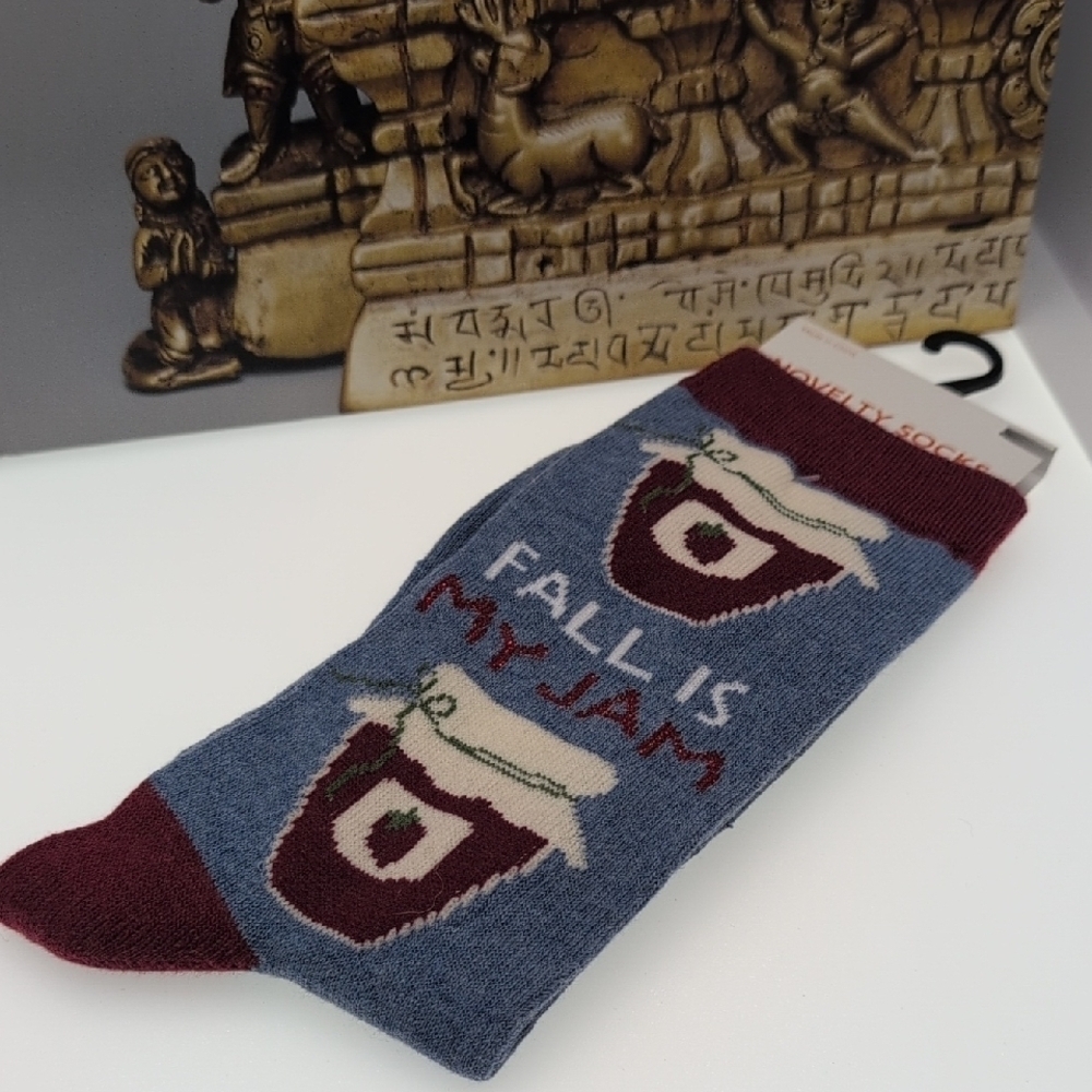 Fall Is My Jam Women's Socks - Blue and Burgundy